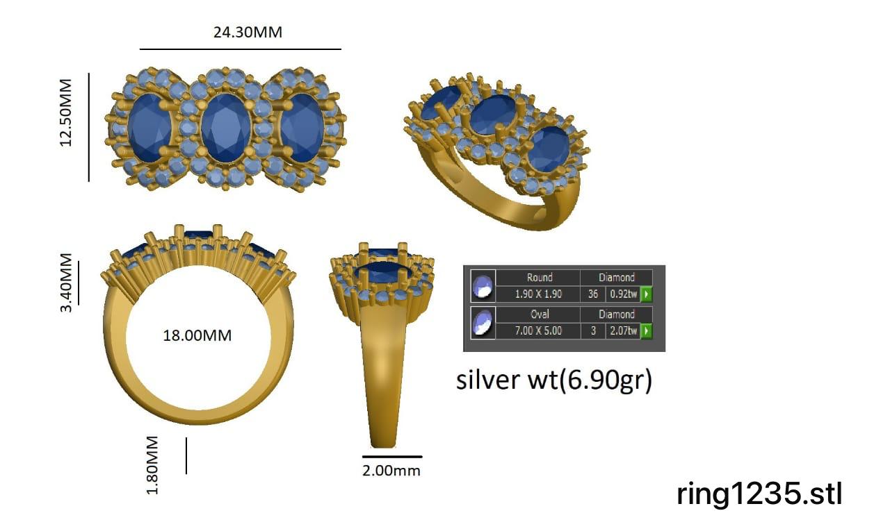 Tricolor Gemstone Ring