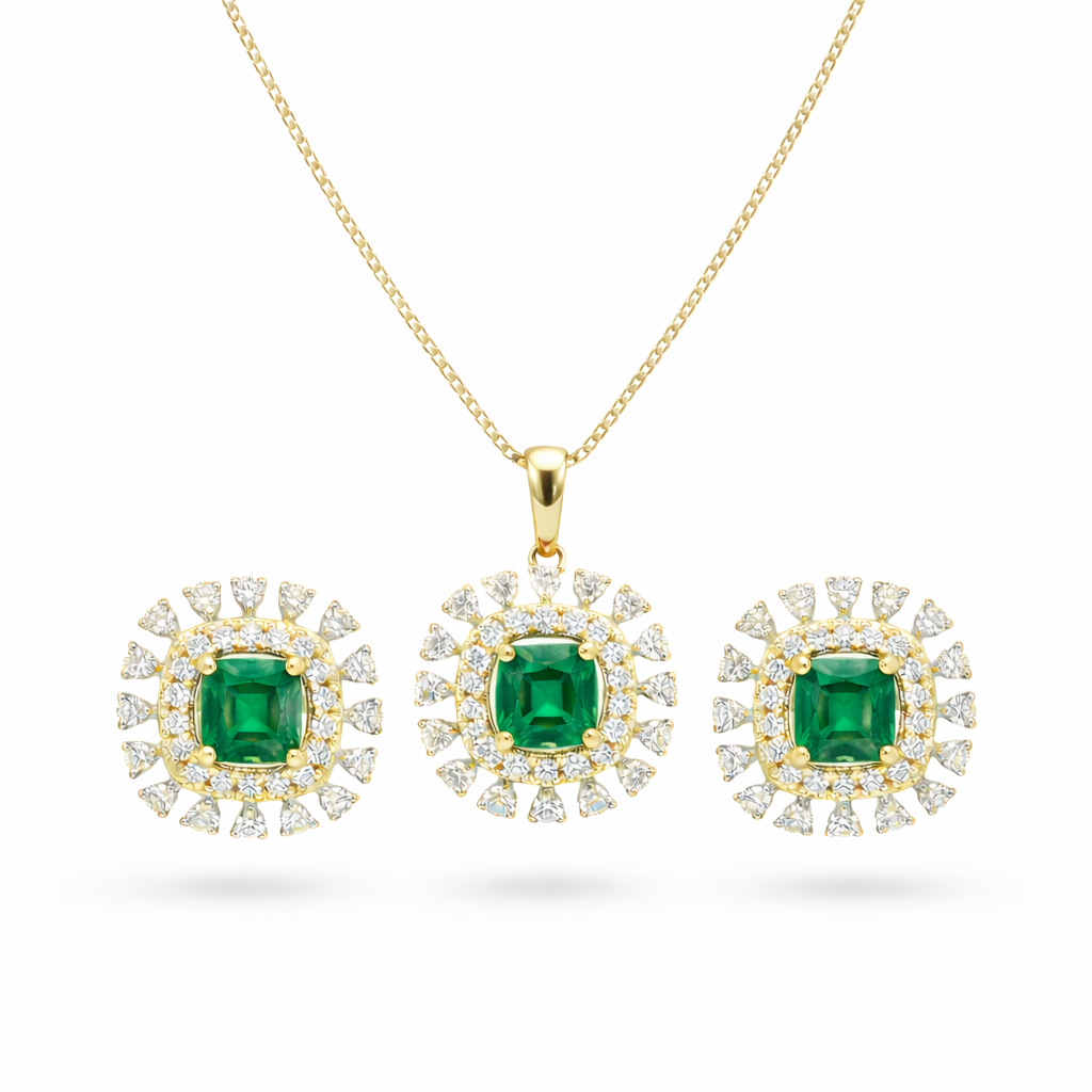 Tulip Diamond Pendant Set