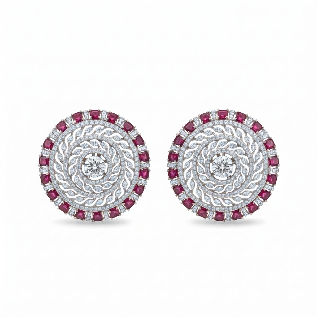 Ruby Mandala Earrings