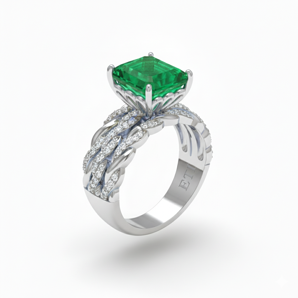 Braided Emerald Ring
