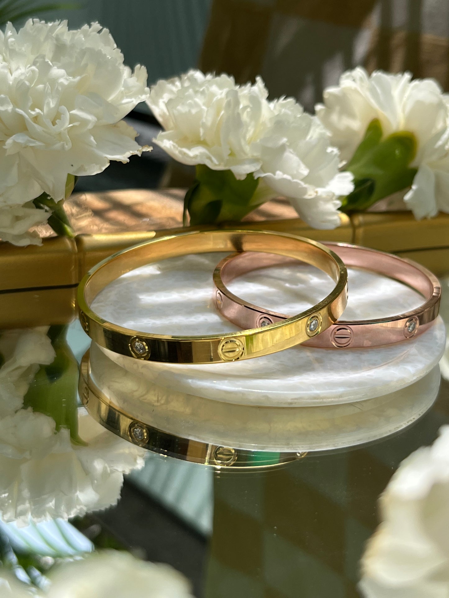 Screw Bangle with Diamonds