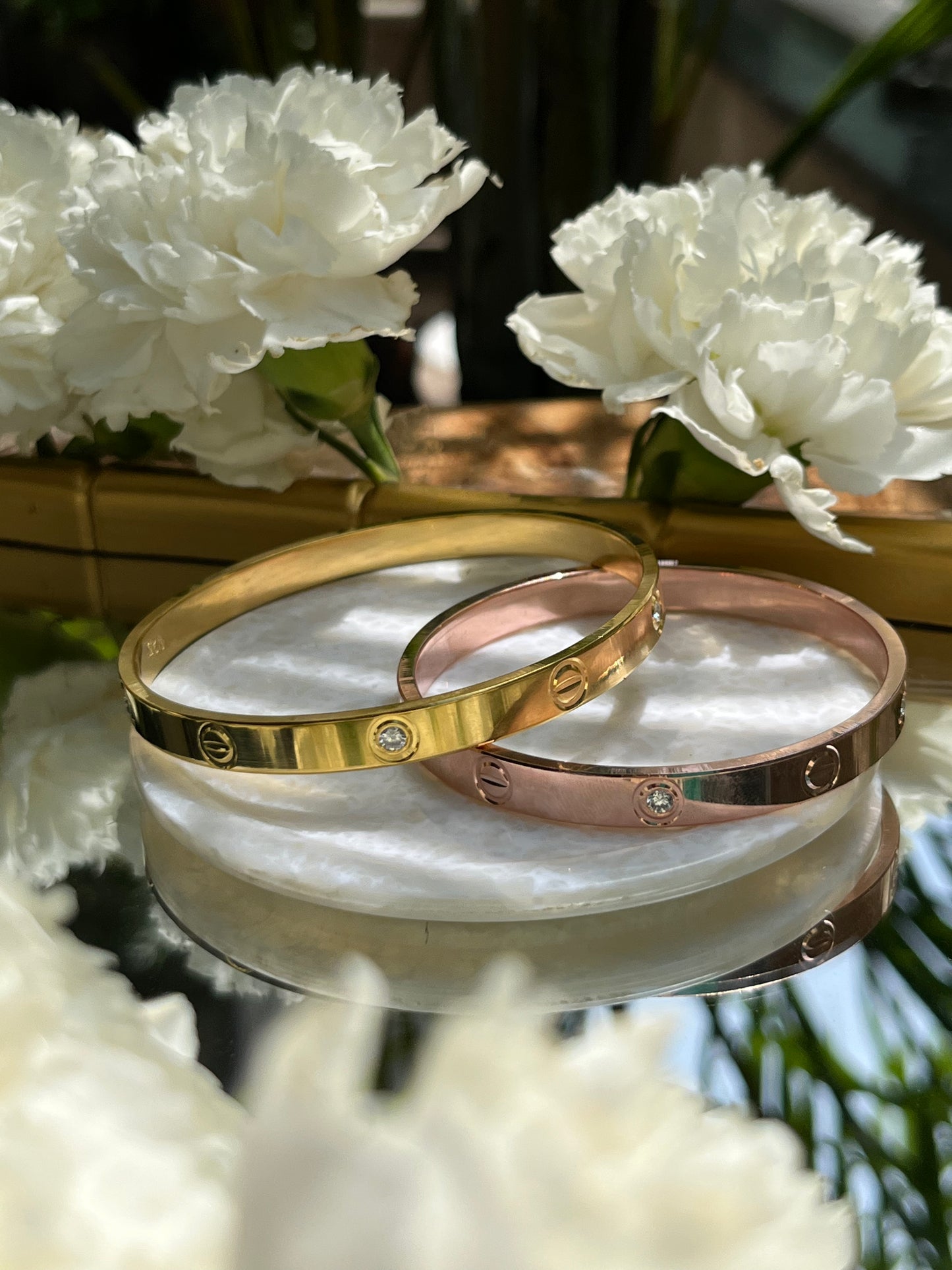 Screw Bangle with Diamonds