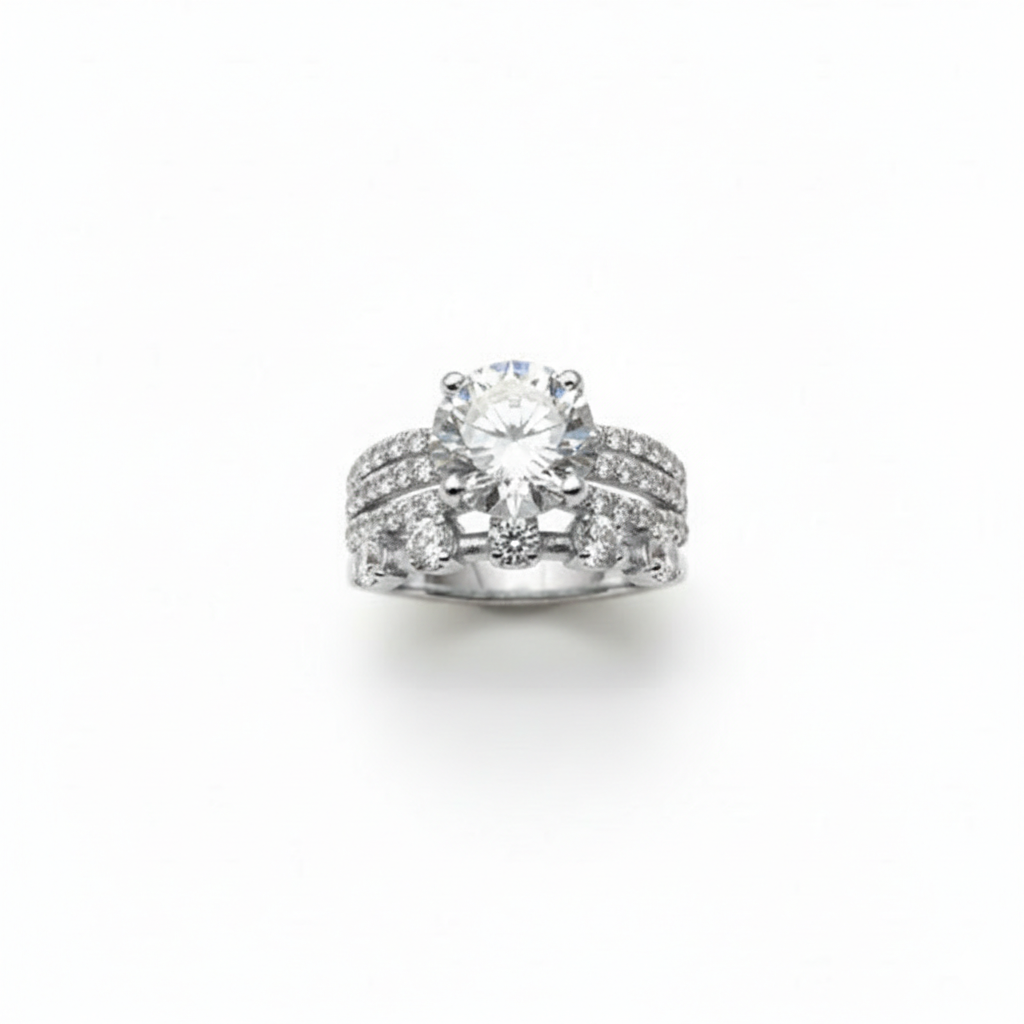 Double Band Solitaire Ring
