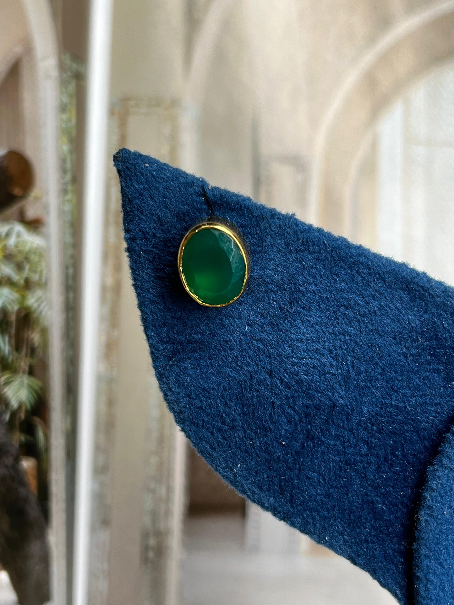 Emerald Bezel studs