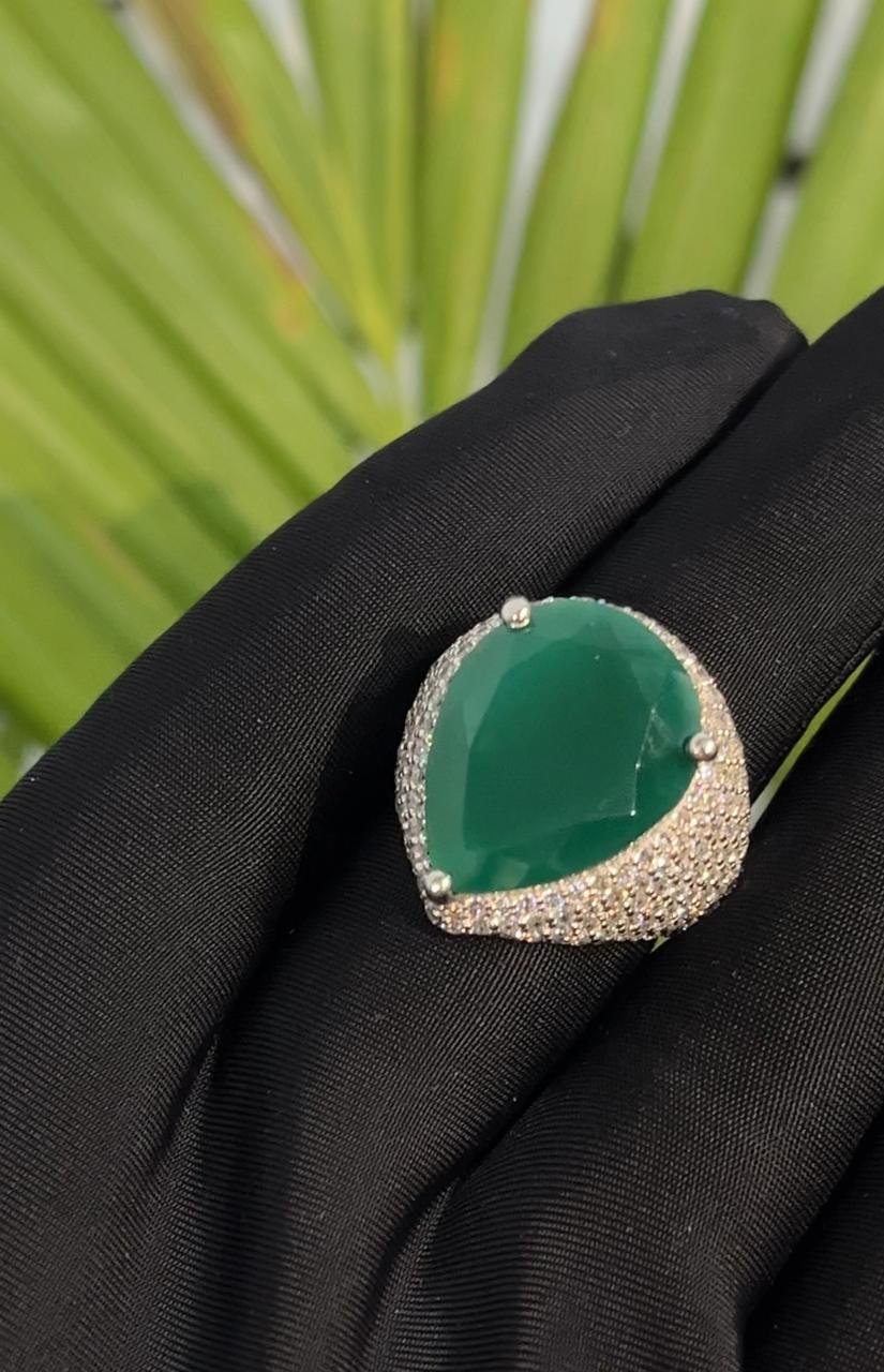 Emerald Pear Diamond ring