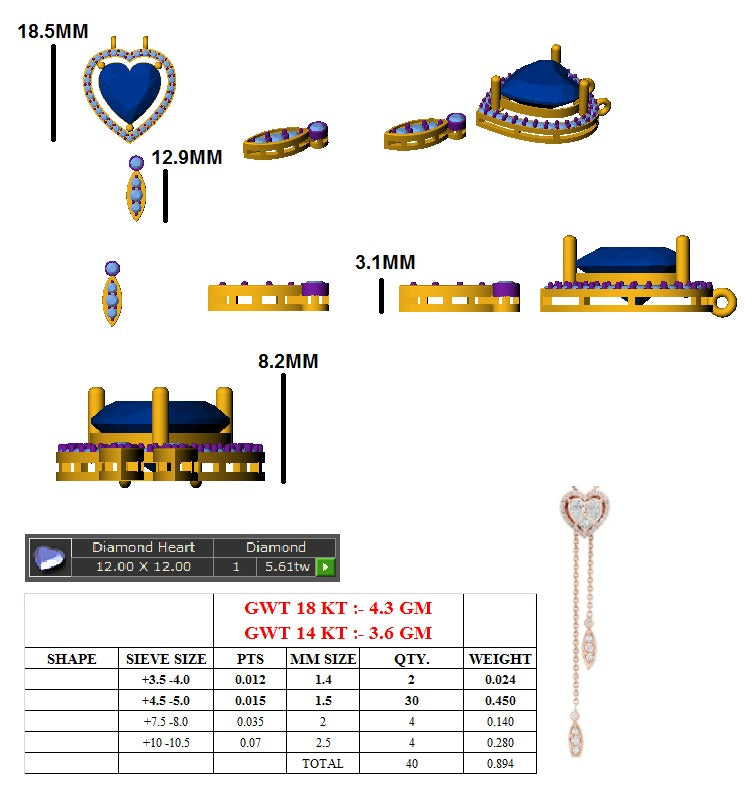 Halo Heart Pendant set