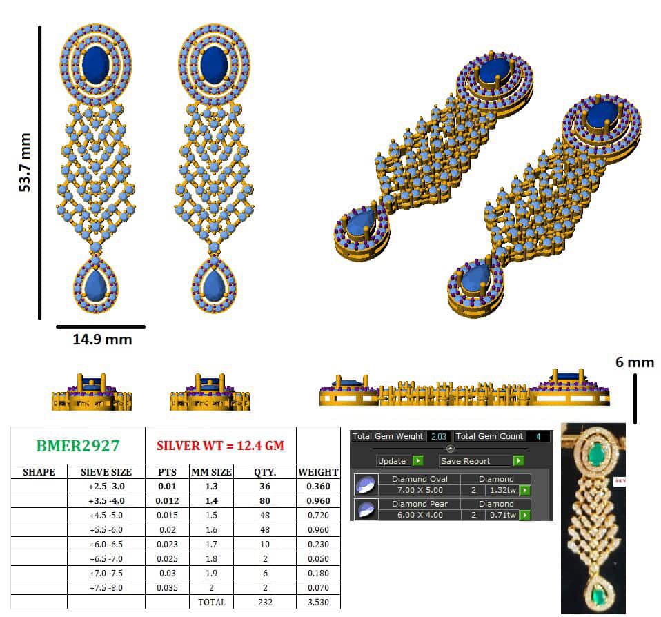 Emerald Diamond Danglers