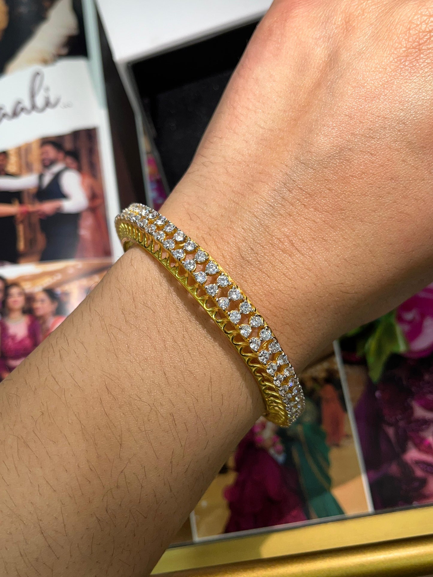 Double Layer Diamond Bangles