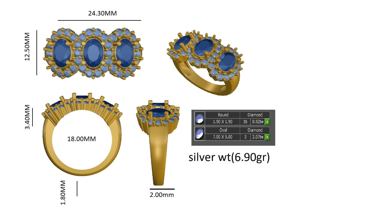 Tricolor Gemstone Ring