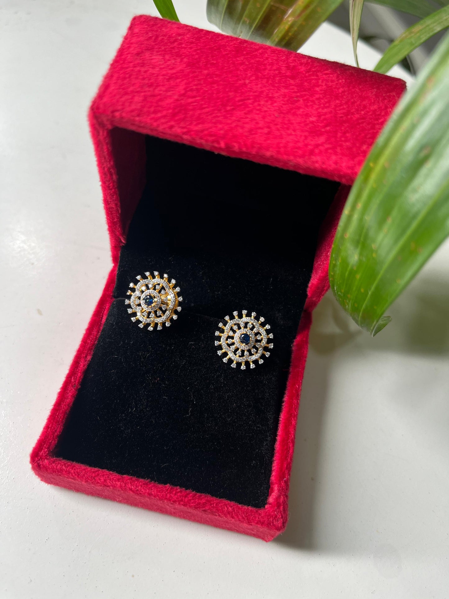 Sapphire Diamond Floral studs