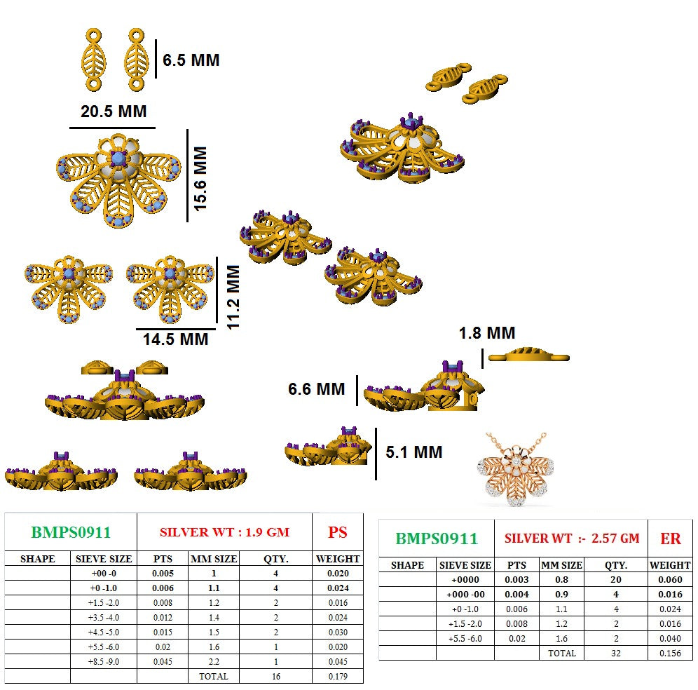 Ardh Pushp Pendant set