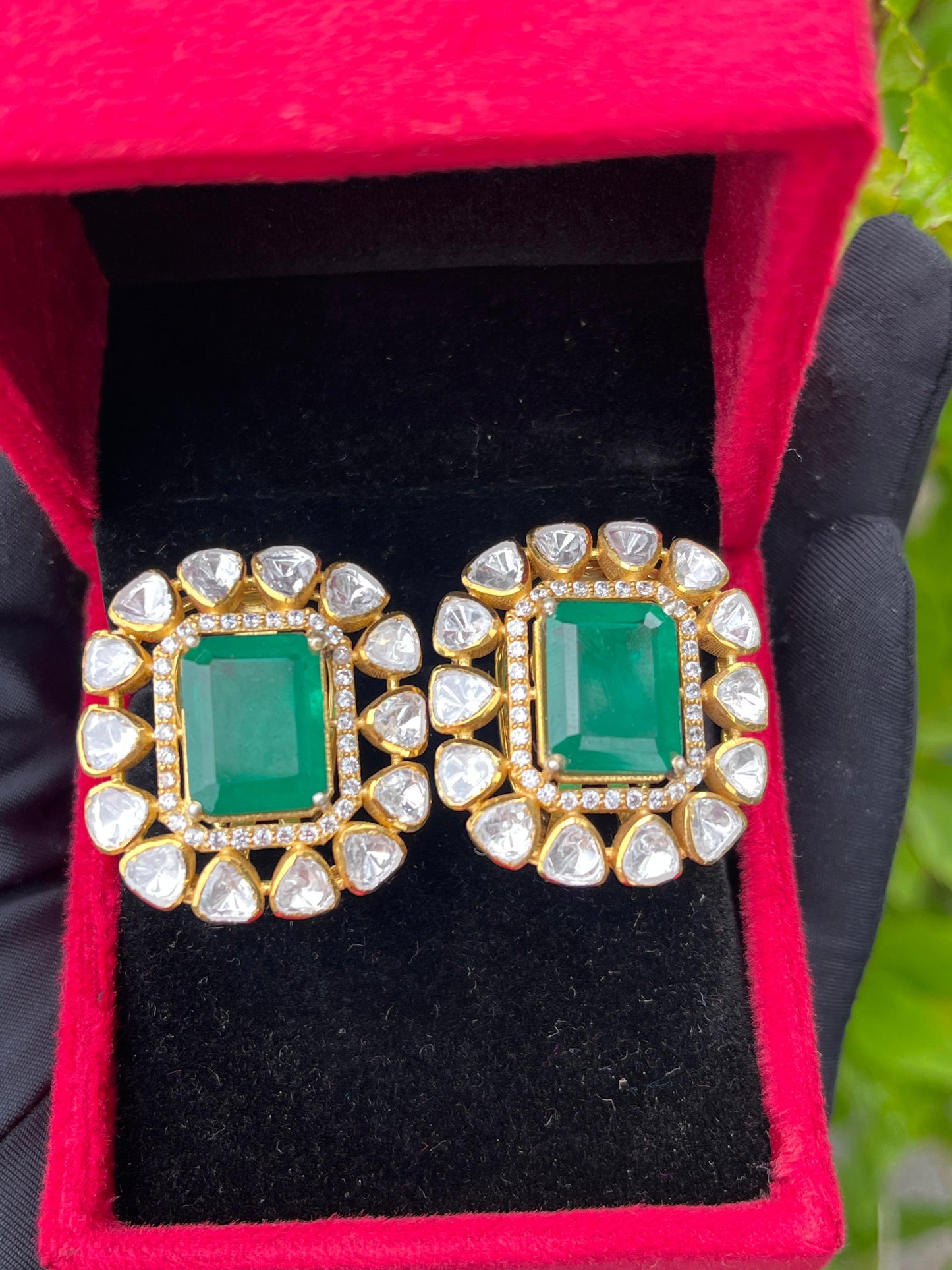 Polki Emerald Earrings