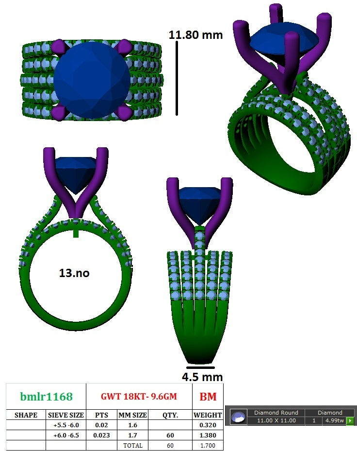 Crested Diamond Band Ring