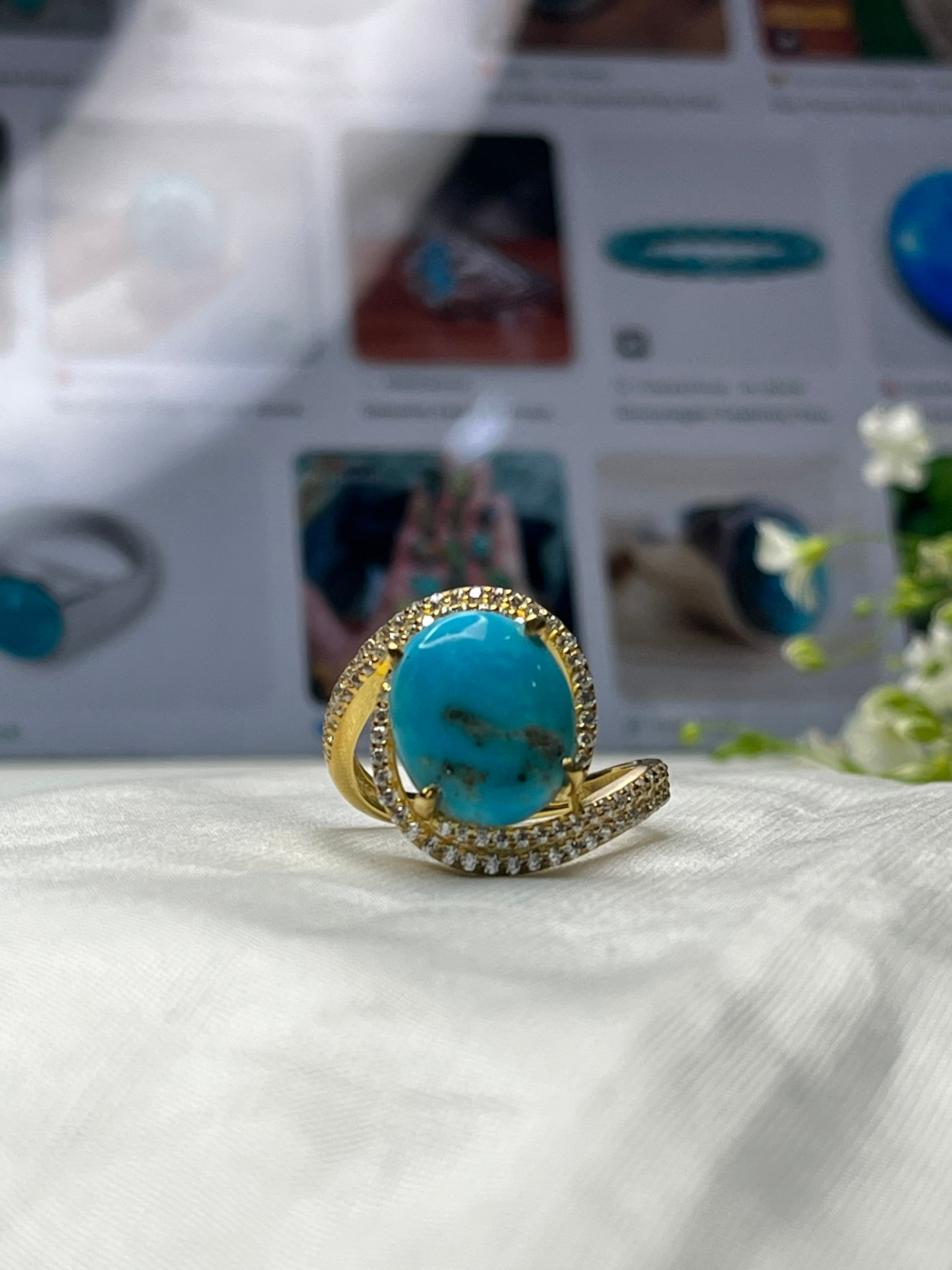 Turquoise Ring 925 Stelring Silver Ring Natural Tibetan Turquoise Gemstone  Ring | eBay