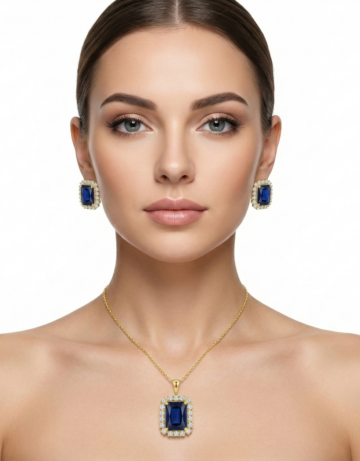 Sapphire Pendant Set