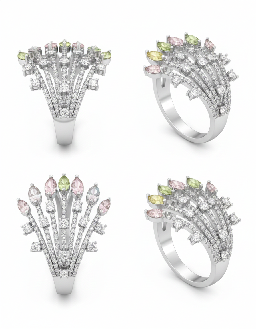 Starbust Multicolour Ring