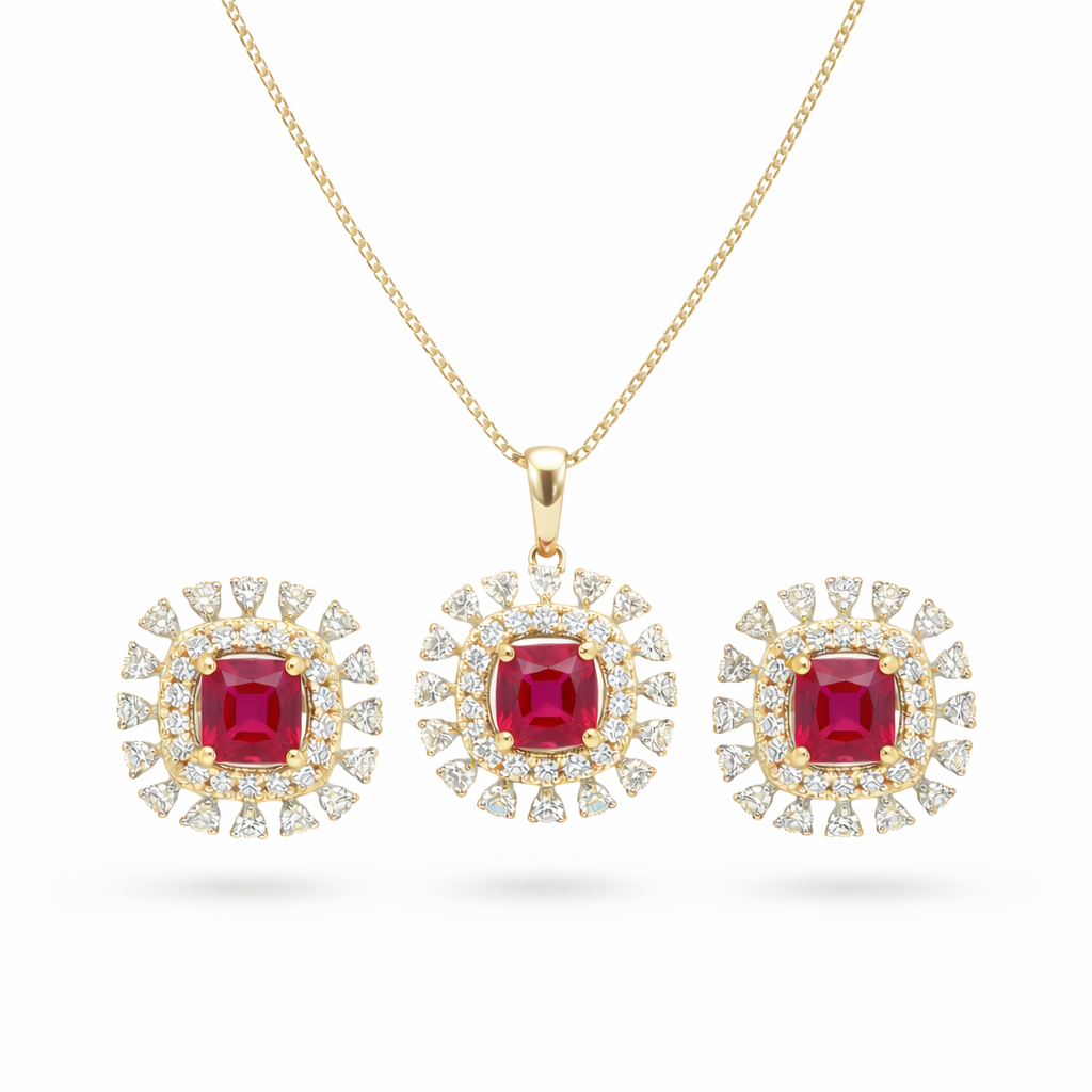 Tulip Diamond Pendant Set (Large)