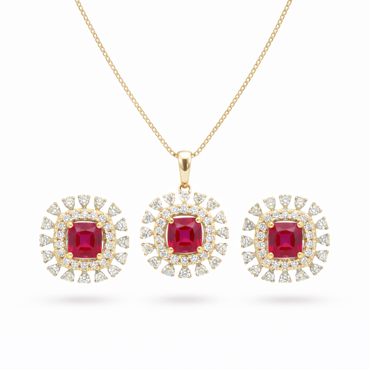 Tulip Diamond Pendant Set