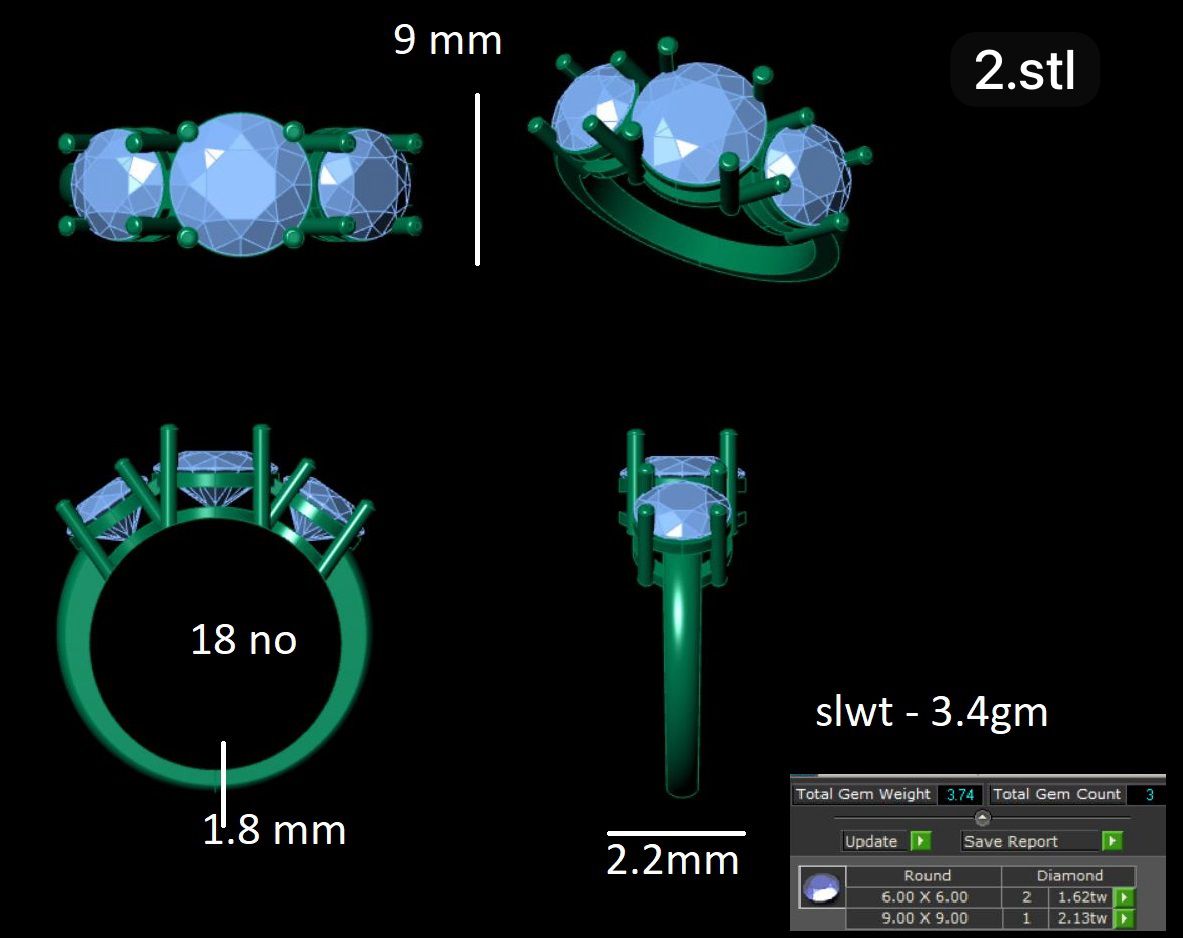 Triplet Diamond Ring