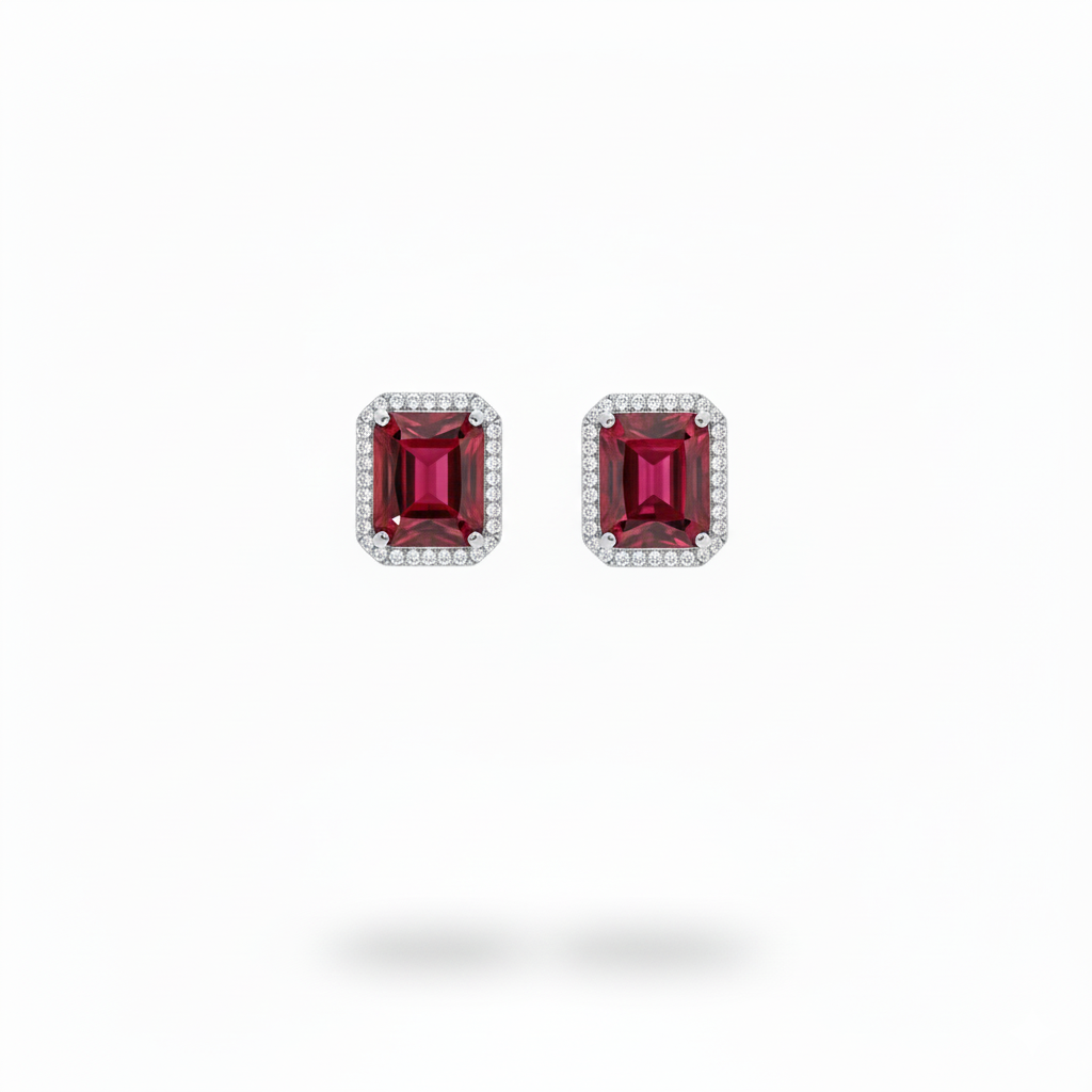 Halo Ruby Earrings