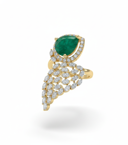 Emerald Feather Ring