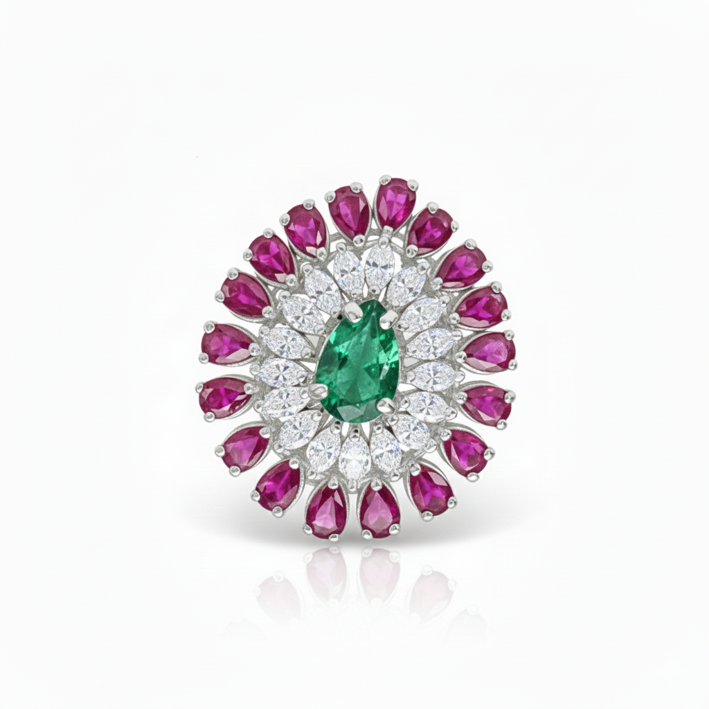 The Emerald & Ruby Cocktail Statement Ring