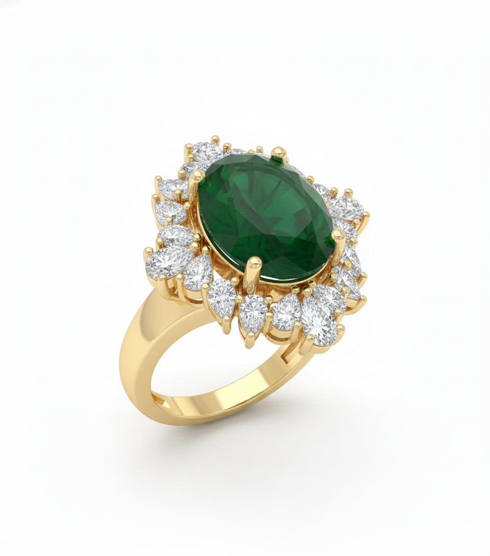 Emerald Cocktail Onyx Ring