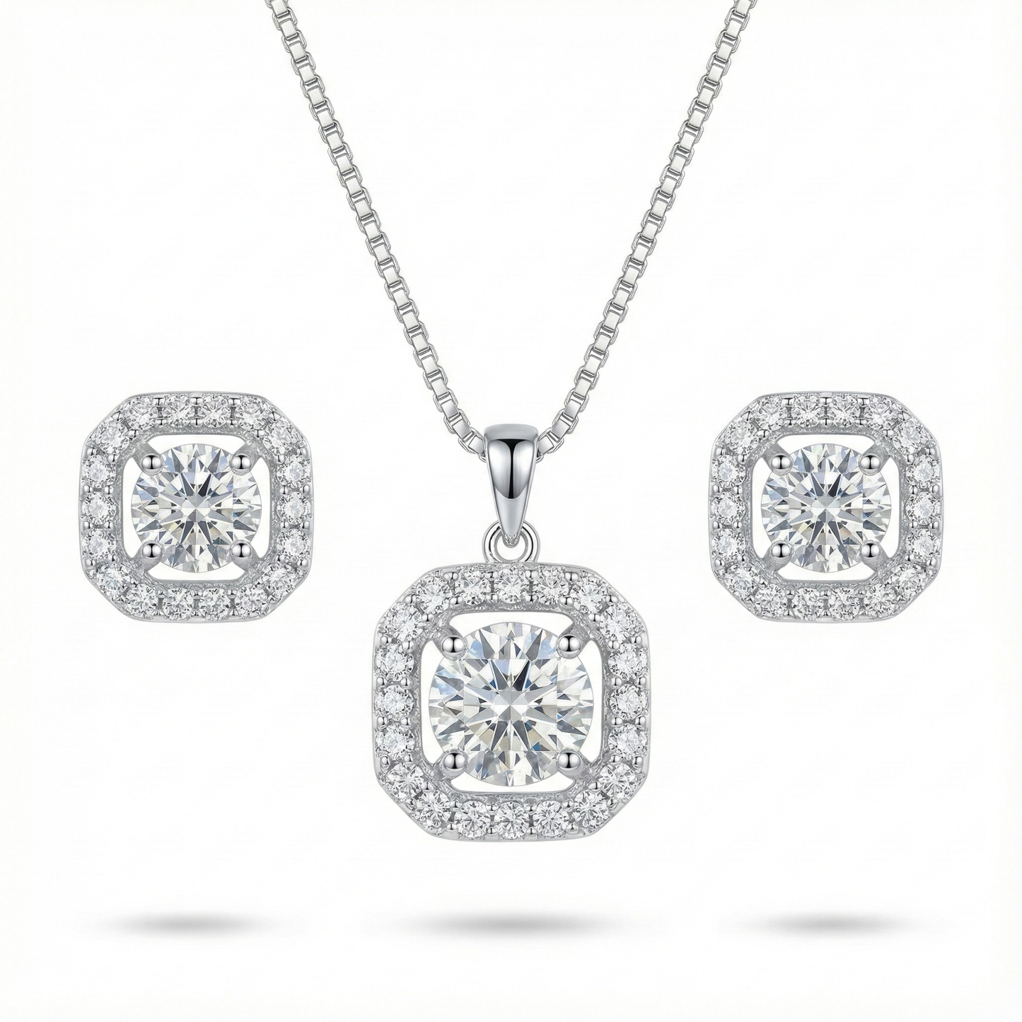 Halo Octagon Pendant set