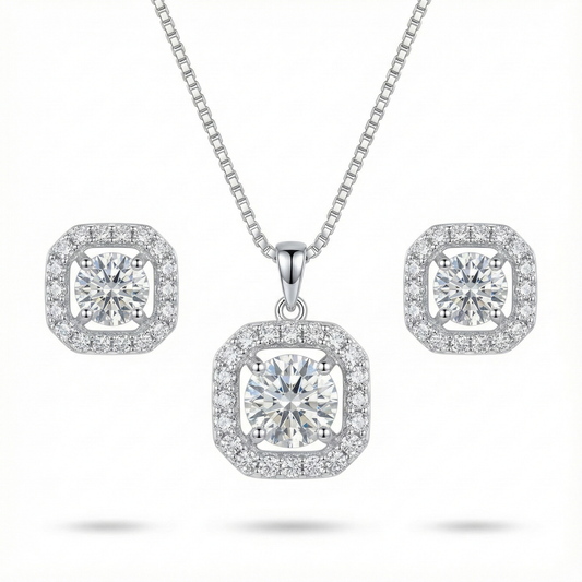Halo Octagon Pendant set