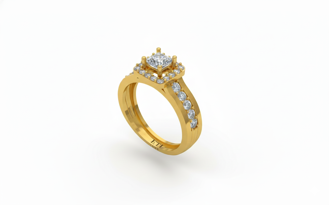 Princess Halo Diamond Ring