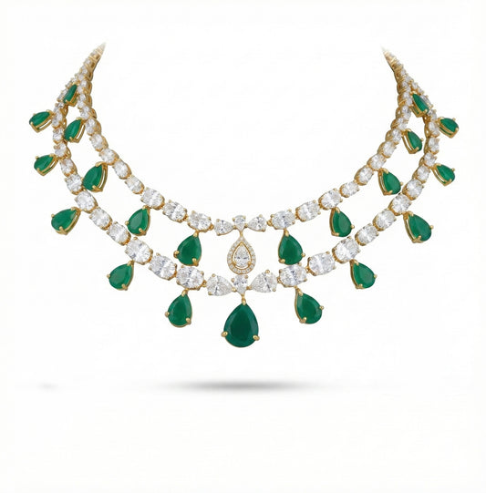 Detachable Layered Emerald Necklace