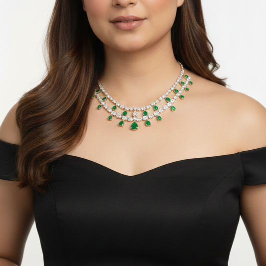 Detachable Layered Emerald Necklace