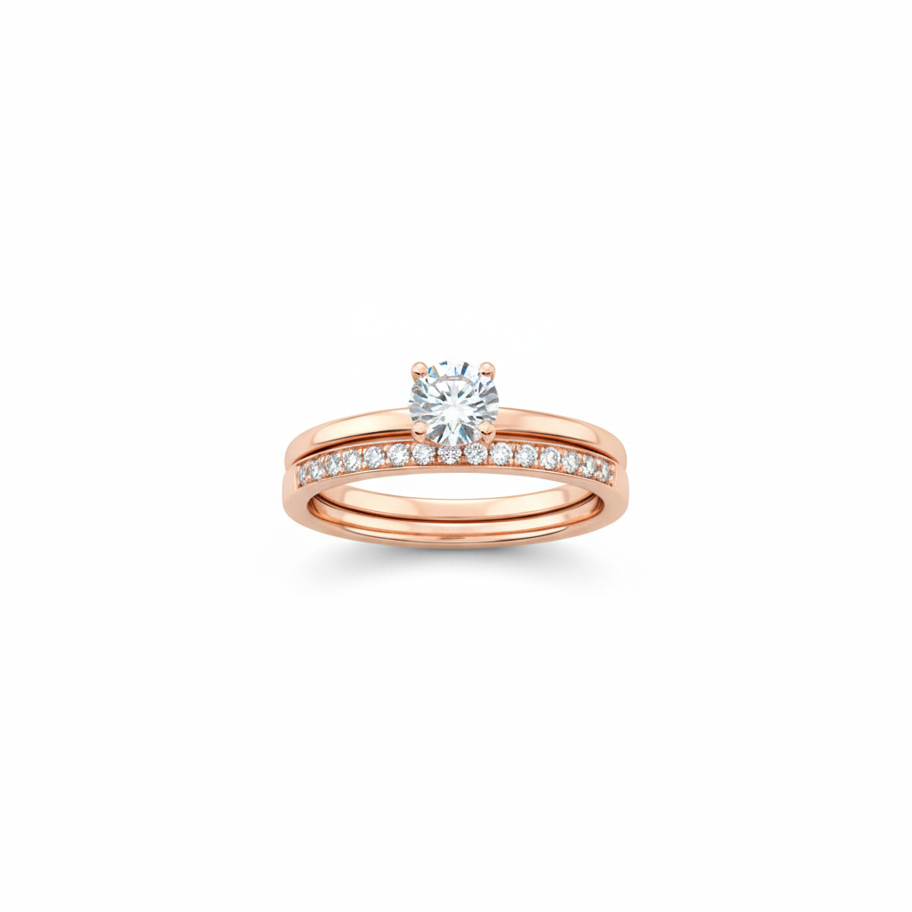 Stackable Solitaire Band Ring Set
