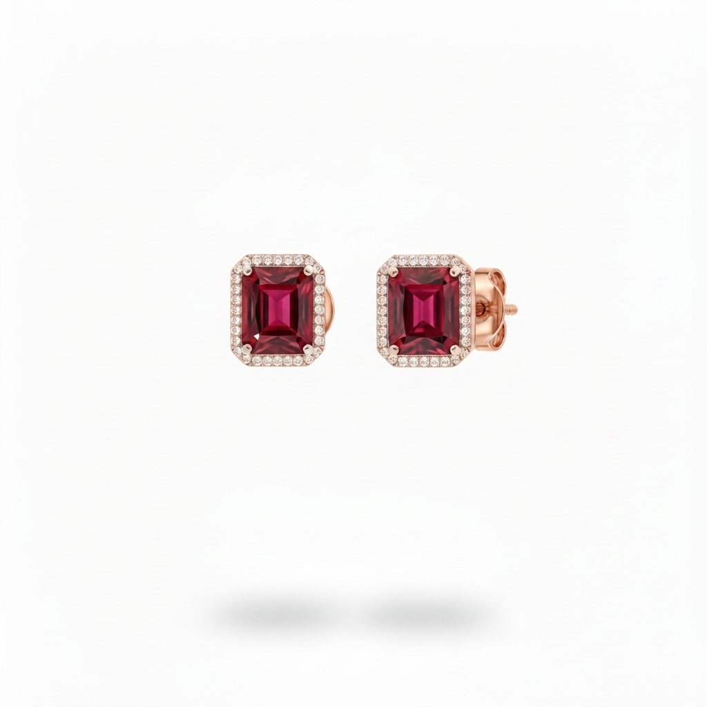 Halo Ruby Earrings