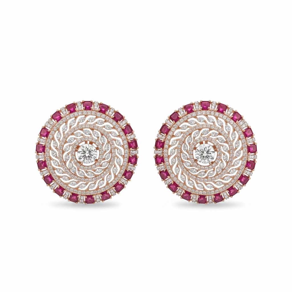 Ruby Mandala Earrings