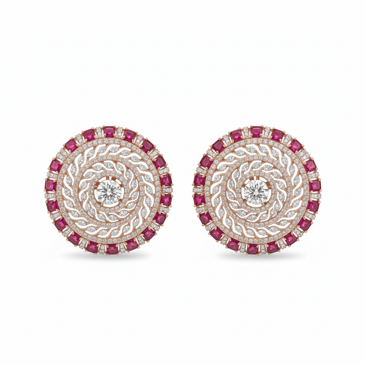 Ruby Mandala Earrings