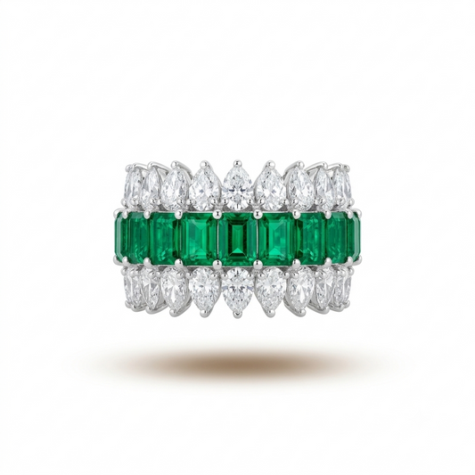 Pear Emerald Eternity ring