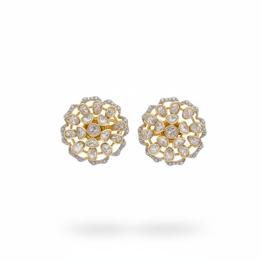 Kundan Polki Floral Earrings