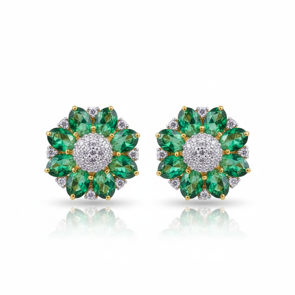 Emerald Daisy Earrings