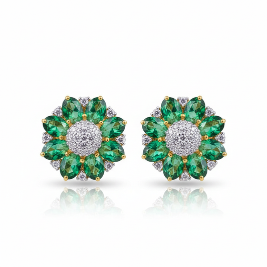 Emerald Daisy Earrings