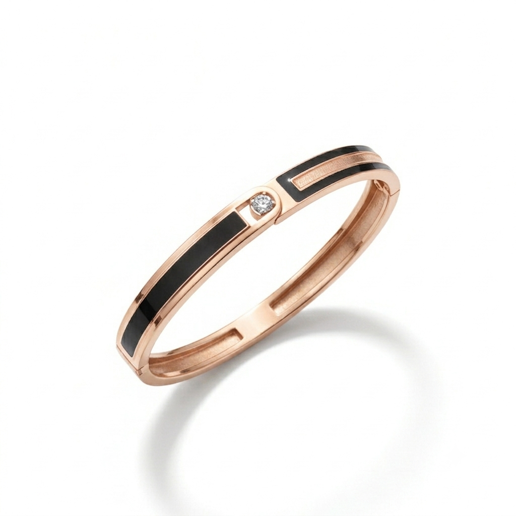 Diamond Black Enamel Bangle