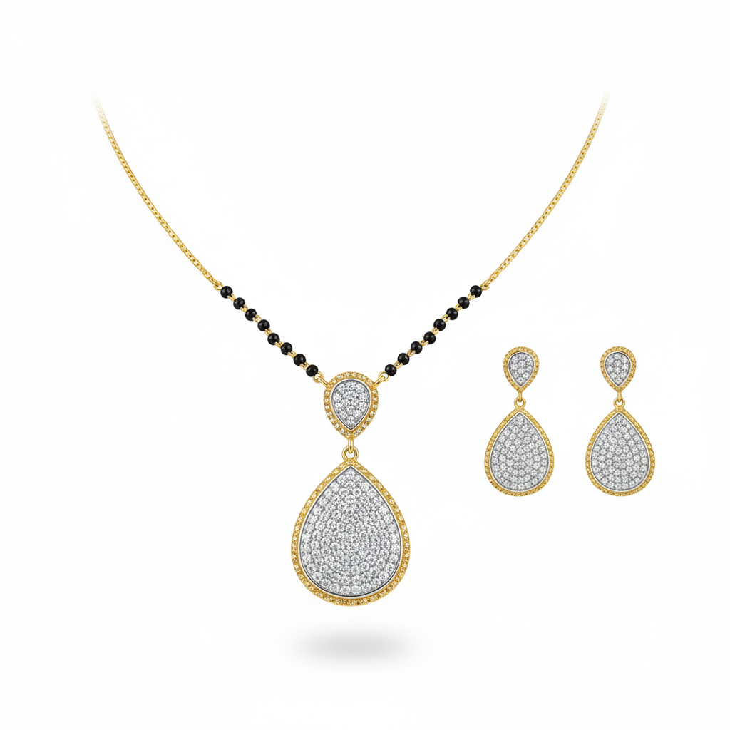 Pear Romance Mangalsutra with Earrings
