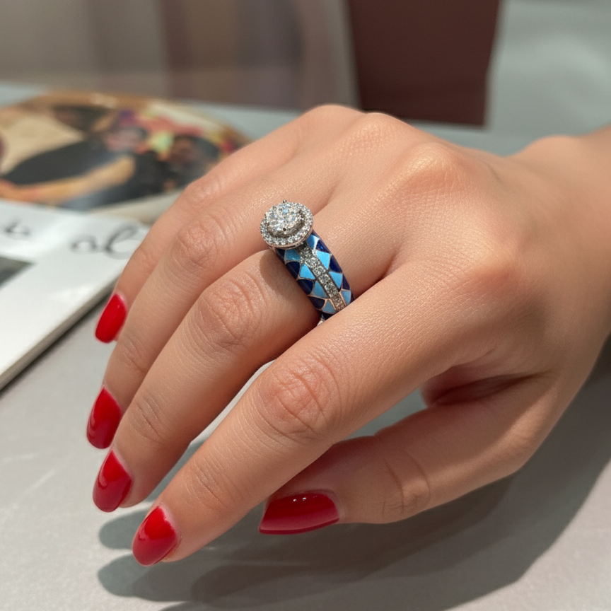 Precious Blue Enamel Band