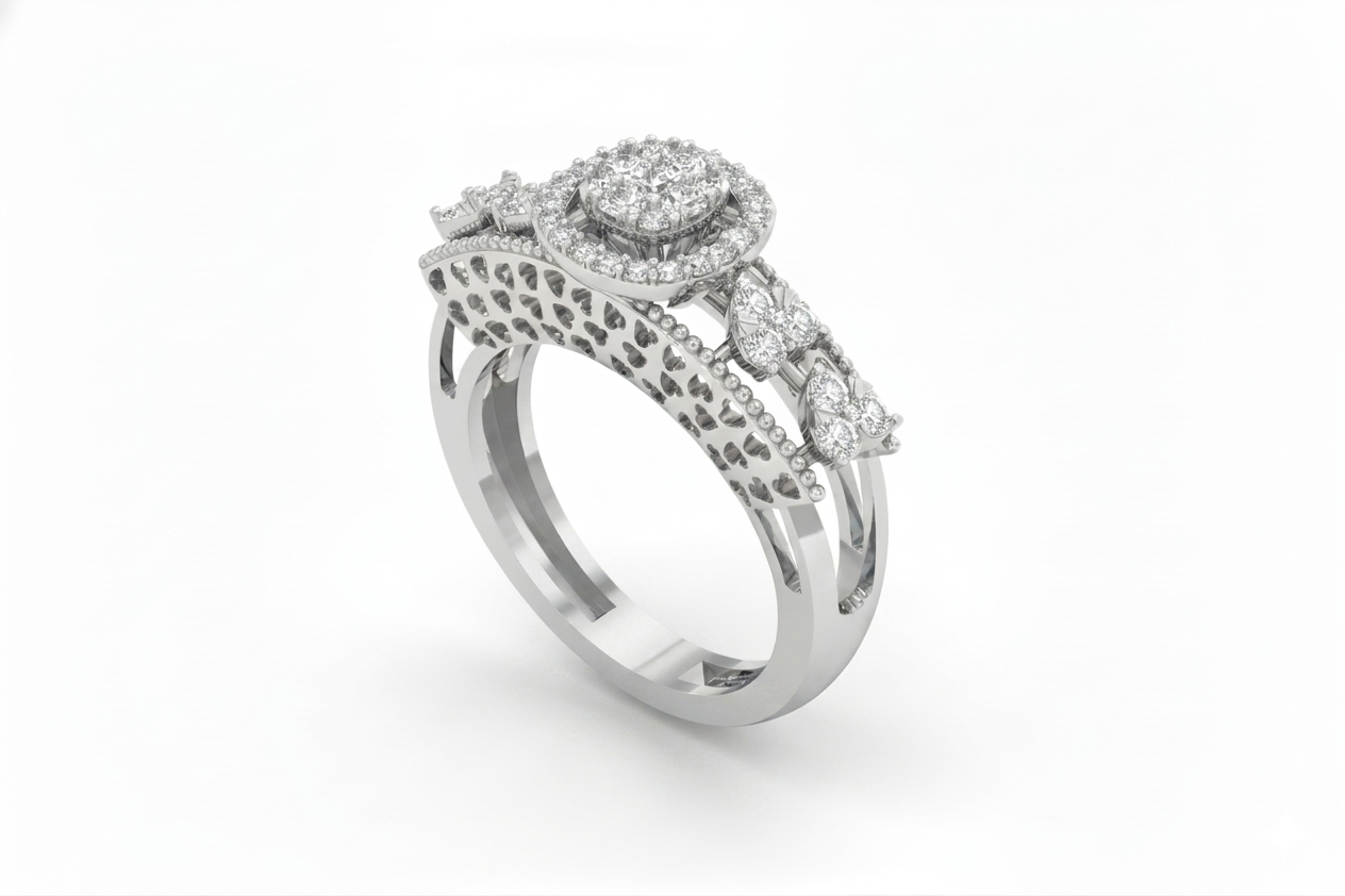 Heart Cushion Engagement Ring