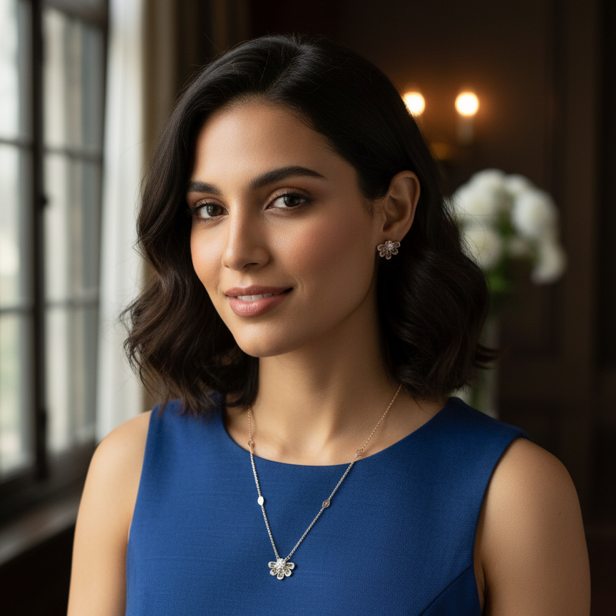 Ardh Pushp Pendant Set