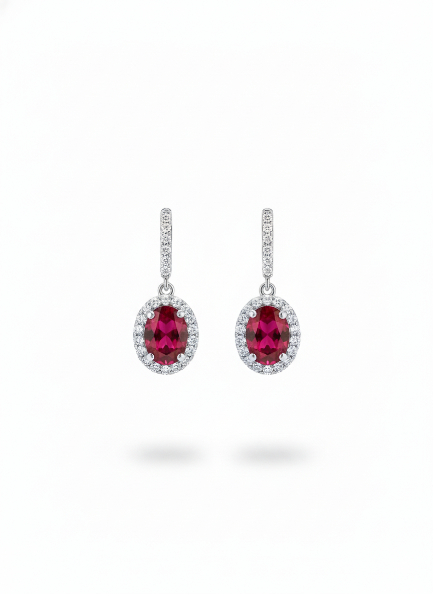 Oval Halo Drop Earrings