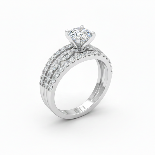 Celeste Solitaire Trio Ring
