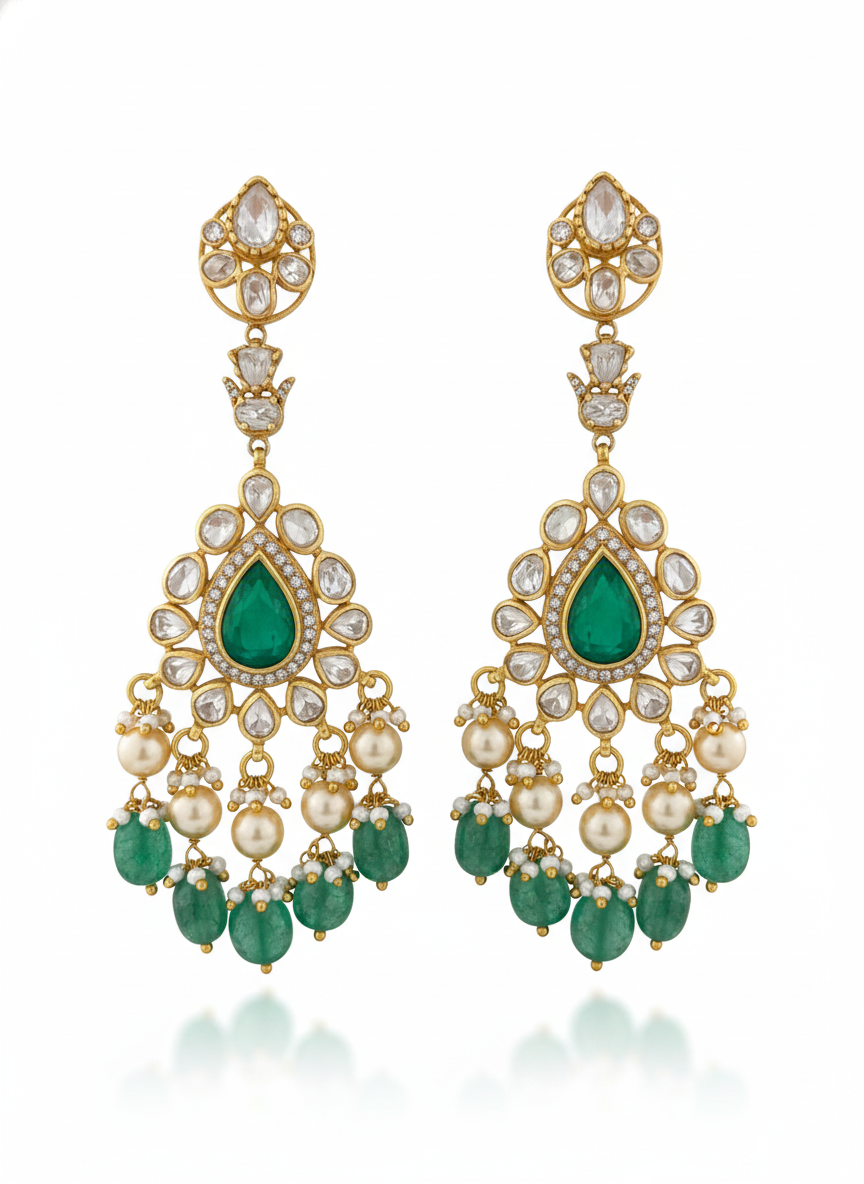 Moissanite Emerald Dangler Earrings