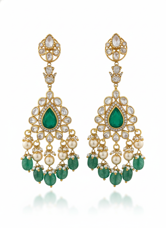 Moissanite Emerald Dangler Earrings