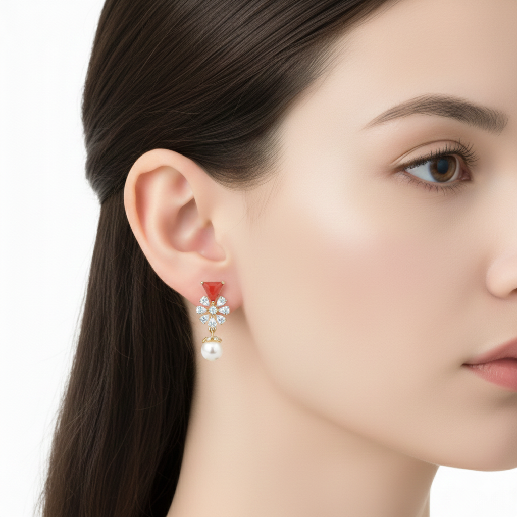 Coral Pearl Earrings